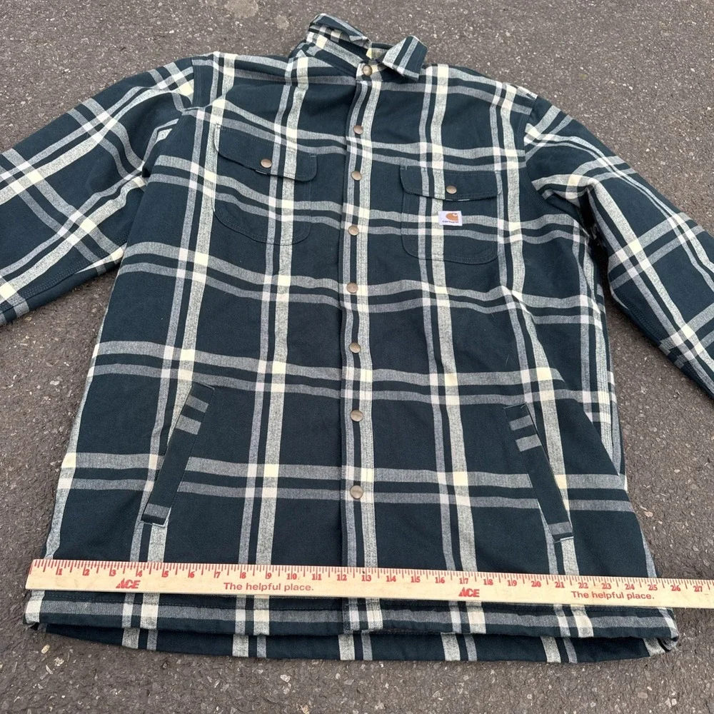 Carhartt Hubbard Flannel Sherpa‎ Lined Shirt Jacket Mens XL TALL Plaid Heavy